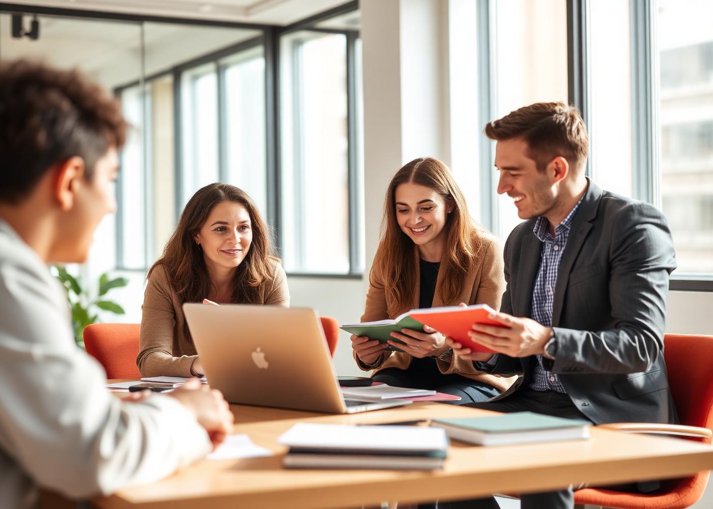 Équipe en échange autour d'un projet de formation